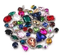 50 Piezas/Paquete de Cadena Copa Varios tamaños y Formas, Piedras Cristal, engaste Plata, Diamantes imitación, Accesorios Costura for Ropa(Mix Color)