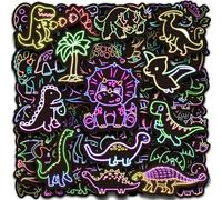 50 Piezas Pegatinas Niños, Neon Dinosaurios Stickers Infantiles Vinilo Impermeable DIY Sticker para Skateboard, Ordenador Portátil, Botellas de Agua, Móvil, Skate, Macbook, Maletas, Patinete, Journal