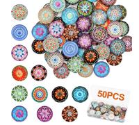 50 Piezas Piedras Vidrio Colores 20mm, Piedras de Mosaico de Vidrio para Manualidades, Cabujones de Cristal Surtidas para Manualidades y Decoración