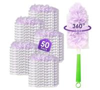 (50 Piezas) Recambios de Plumero para Swiffer Plumero Atrapapolvo, Kit de Repuesto de Plumero Multisuperficie Suave de 360° con 1 Mango Adicional, Cabezal de Cepillo Desechable para Quitar el Polvo