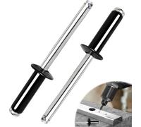 50 Piezas Remaches Ciegos de Aluminio con Brida Grande, 4.8 mm remache de aluminio y mandril de acero, Remaches de Aluminio de Cabeza Ancha para Construcción, Automoción y Mobiliario, Negro