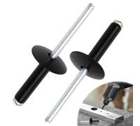 50 Piezas Remaches Ciegos de Aluminio con Brida Grande, 4.8 mm x 20 mm, remache de aluminio y mandril de acero, Remaches de Aluminio de Cabeza Ancha para Construcción, Automoción y Mobiliario, Negro