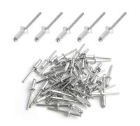 50 Piezas Remaches Ciegos de Aluminio con Brida Grande, Remaches de Aluminio con Cabeza Ancha, para Construcción, Automoción y Mobiliario, Uso Interior y Exterior (Argenté, 4.8mm x 12mm)