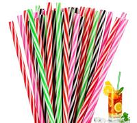 50 Piezas Reutilizables Pajitas Plástico, 23cm Largo, Duro Cóctel, Apto Lavavajillas, Colores para Fiestas y Banquetes