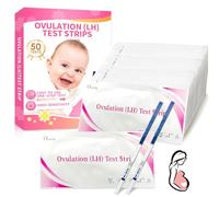 50 Piezas Test de Ovulación, Pruebas de Ovulación, Tiras Ovulacion Sensibles 25 miu/ml, Prueba de Fertilidad Familiar Femenina, Conoce sus días más fértiles, Envueltas Individualmente Selladas, Blanco