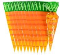 50 Piezas Zanahoria Bolsas de Conos para Chuches, Zanahoria Bolsas Regalo Pascua con Lazos Torsión, Bolsa Cono para Chuches, Bolsas en Forma de Cono para fiesta de Pascua Boda Cumpleaños