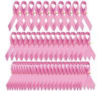 50 pines de cinta rosados,solapa de concienciación sobre el cáncer de mama,broches de satén para mujeres y niñas hombres recaudación de fondos públicos de caridad actividad conmemorativa fiesta