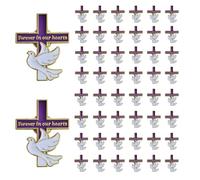 50 pines de cruz funeraria Forever in Our Hearts Memorial Paloma Broche para servicio conmemorativo de luto, Small, Metal, Sin piedra preciosa