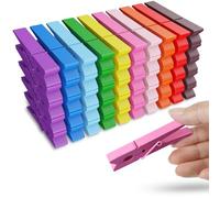 50 pinzas de madera de colores, 7,4 cm, 10 pines de ropa de colores para fotos de clip, decoración, pequeños clips de madera colorida, 10 colores cada uno 5 unidades (colores)