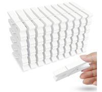 50 pinzas de madera de colores para ropa, 7,4 cm, color blanco, para fotos, fotos, decorativas, pequeños clips de madera colorida
