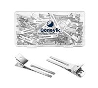 50 pinzas de metal de doble punta para seccionar, pinzas plateadas para cabello largo de mujer, pinzas de metal para rizar el cabello, salón de belleza, lazos con estuche