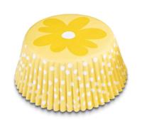 50 Pirottini De Muffin De Papel Amarillo Con Diseño De Flores Ø 5 Cm Eva