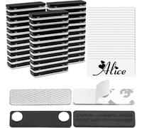 50 placas magnéticas para nombre, 7,5 x 2,5 cm, reutilizables, con parte trasera magnética y 2 imanes extra fuertes, se pueden escribir en la oficina, el aula y el refrigerador