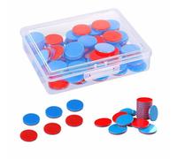 50 Placas Reversibles De Plástico Rojo Azul, Fichas de Plástico Rojas y Azules con Caja de Almacenaje, Contadores de Matemáticas para Las Manos De Los Niños