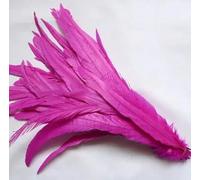 50 plumas de cola de gallo de 9.8-17.7 in, 10-18 pulgadas, color marrón y rojo, accesorios de ropa de gallo natural teñidos, joyería de rendimiento, color rojo rosa, 10-12 pulgadas, 25-30 cm