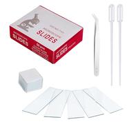 50 portaobjetos de microscopio, 100 portaobjetos de microscopio, en blanco, redondo, microscopio, portaobjetos, portaobjetos, microscopio con pinzas gotero, para laboratorio, biología, ciencia