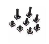 50 pulsadores táctiles, 12 V CC, 2 pines DIP/SMD, 6 x 6, 4,3-16 mm para electrónica, bricolaje, juguetes y electrodomésticos.(6X6X11MM)