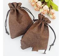 50 pzas/lote 7x9 9x12 10x14 13x18 15x20cm Bolsas de regalo de yute Bolsa natural hecha a mano Bolsas de embalaje de regalo de lino de algodón Bolsa de almacenamiento de joyas-Café-15x20cm bolsas de l
