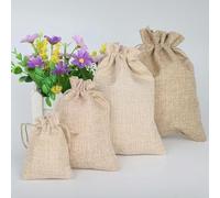 50 pzas/lote 7x9 9x12 10x14 13x18 15x20cm Bolsas de regalo de yute Bolsa natural hecha a mano Bolsas de embalaje de regalo de lino de algodón Bolsa de almacenamiento de joyas-Caqui-15x20cm bolsas de
