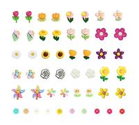 50 pzs Resina Encantos de Flores, Espalda plana Margarita Embellecimiento Slime Encanto Miniatura Accesorios de jardín de hadas Adorno de micropaisaje Álbum de recortes Fabricación de joyas Decoración