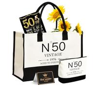 50. Regalo di Compleanno per Donne in Tela, Borsa da viaggio, Regalo di Compleanno di 50 Anni per Mamma, Moglie, Amici, Borsa Vintage N°50, Borsa per cosmetici e Poster di Compleanno (N°50)