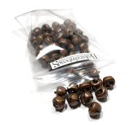 50 Round 10mm 3/8 inch Iron Craft Jingle Bells with Loop to Use as Dangle Charms (Antique Copper)