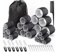 50 rulos de pelo con clips, rodillos de 4 tamaños (60/48/36/25 mm) para cabello grande, largo, medio, corto, grueso y fino para volumen, levantado y peinado