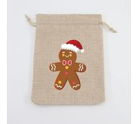 50 sacos de Papá Noel, 13 x 18 cm, lino, bolsa de Papá Noel, bolsa de Navidad con cordón, bolsa de yute para regalo, bolsas de Papá Noel para rellenar para decoración de fiestas navideñas