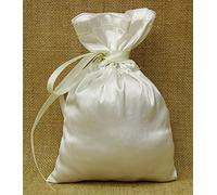 50 satén lazo de fiesta de la boda pequeña bolsa del regalo de los favores bolsa -5" x 7 pulgadas Baby Shower Gracias Pouches- Blanca