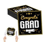 50 Servilletas de Graduación Negras, 33 x 33 cm, Papel de 3 Capas, Servilletas Desechables con Diseño de Graduación, Decoración para Fiesta de Graduación, Mesa Dulce, Cena y Celebración Universit