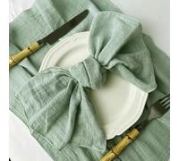 50 servilletas de Tela de Costura con Borde de 40x40 cm, decoración de Mesa de Gasa de algodón para Ducha, Cena, Fiesta, Navidad, 50 Piezas, Color Verde