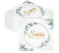 50 Servilletas en Alemán Schön Dass Du Da Bist Papel Hojas Verdes Servilletas de Papel Vintage de Eucalipto Verde para Decoradas Bodas Comuniones Cumpleaño Fiesta
