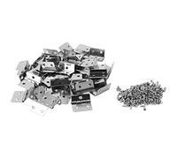 50 Sets Durable Iron Hinges with Screws, Electroplating Finish, Safe and Reliable for Wooden Boxes, Doors, Cabinets Repairing and DIY Projects (Silver White)