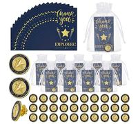 50 Sets Employee Appreciation Gifts Bulk 50pcs Employee of The Month Lapel Pin 50 Pcs Thank You Cards with 50 Pcs Organza Bags Employee Pins Employee of The Month Gifts for Employees CoworkersQQ