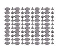 50 Sets Sechskant-Nieten mit Rückenschlitzschraube, Zinklegierungs-Lederbefestigungen für Gürtel, Taschen und Handarbeiten, 12-mm-Sechskant-Stiftnieten-Set für Schuhe, Jacken, (Plata Negro)