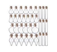 50 Small Mini Glass Jars Bottles with Cork Stoppers in 5 Shapes for Wishes and Drifting