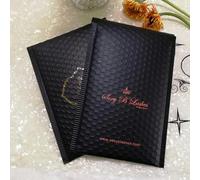 50 sobres acolchados de burbujas personalizados con bolsa de envío impresa para joyería, sobre postal para maquillaje, paquete de ropa, negro mate, 38 x 43 cm
