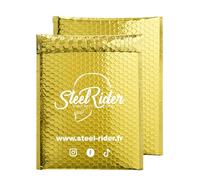 50 sobres acolchados de burbujas personalizados con bolsa de envío impresa para joyería, sobre postal para maquillaje, paquete de ropa, color dorado brillante, 20 x 25 cm