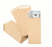 50 sobres autoadhesivos de papel kraft marrón de 4.72 x 3.2 pulgadas, pequeños soportes para dinero en efectivo para salarios, notas, cuentas y almacenamiento de artículos