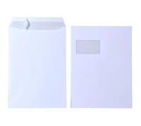 50 sobres C4 A4 blanco con ventana, autoadhesivos, con impresión interior gris, 120 g/m², 229 x 324 mm