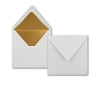 50 sobres cuadrados 16,5 x 16,5 cm en blanco con forro de seda dorado - sobres de carta con cola húmeda - 120 g/m² - NEUSER PAPIER