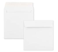 50 sobres cuadrados, color: blanco, 15,5 x 15,5 cm (155 x 155 mm), cierre autoadhesivo con solapa recta, 120 gramos/m². Marca: NEUSER PAPIER