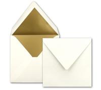 50 sobres cuadrados de 15,5 x 15,5 cm, blanco natural, forrados con papel dorado, adhesivo húmedo, FarbenFroh by GUSTAV NEUSER