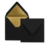 50 sobres cuadrados de 15,5 x 15,5 cm, negro, forrados con papel dorado, adhesivo húmedo, FarbenFroh by GUSTAV NEUSER