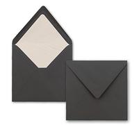 50 sobres cuadrados de 16 x 16 cm, color gris grafito, sobres con forro de seda blanco, sobres sin ventana y con adhesivo húmedo, para tarjetas de invitación de boda y cumpleaños