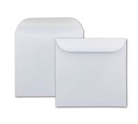 50 sobres cuadrados grandes, 22 x 22 cm, color blanco brillante, 100 gramos por m², para ocasiones muy especiales, adhesivo húmedo