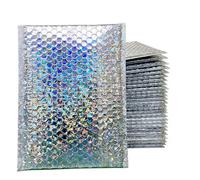 50 sobres de correo plateados con láser, bolsa de mensajería impermeable, sobres acolchados de burbujas, bolsa de embalaje para envío-13X15cm, 50 unidades