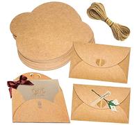 50 sobres de papel kraft con cuerda de yute vintage para CD, DVD, boda, cumpleaños, Navidad, San Valentín, 17,5 x 11 cm