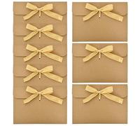 50 sobres de papel kraft, sobres vintage con cinta, tarjetas de regalo, sobres para invitaciones de boda, agradecimiento, Navidad, Acción de Gracias, tarjetas de festival (cinta dorada)