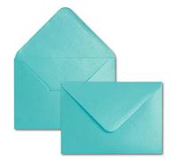 50 sobres DIN C6, color turquesa con efecto metálico, 114 x 162 mm, 90 g/m², revestidos por ambos lados con efecto nácar, adhesivo húmedo, para invitaciones, cumpleaños, bautizos